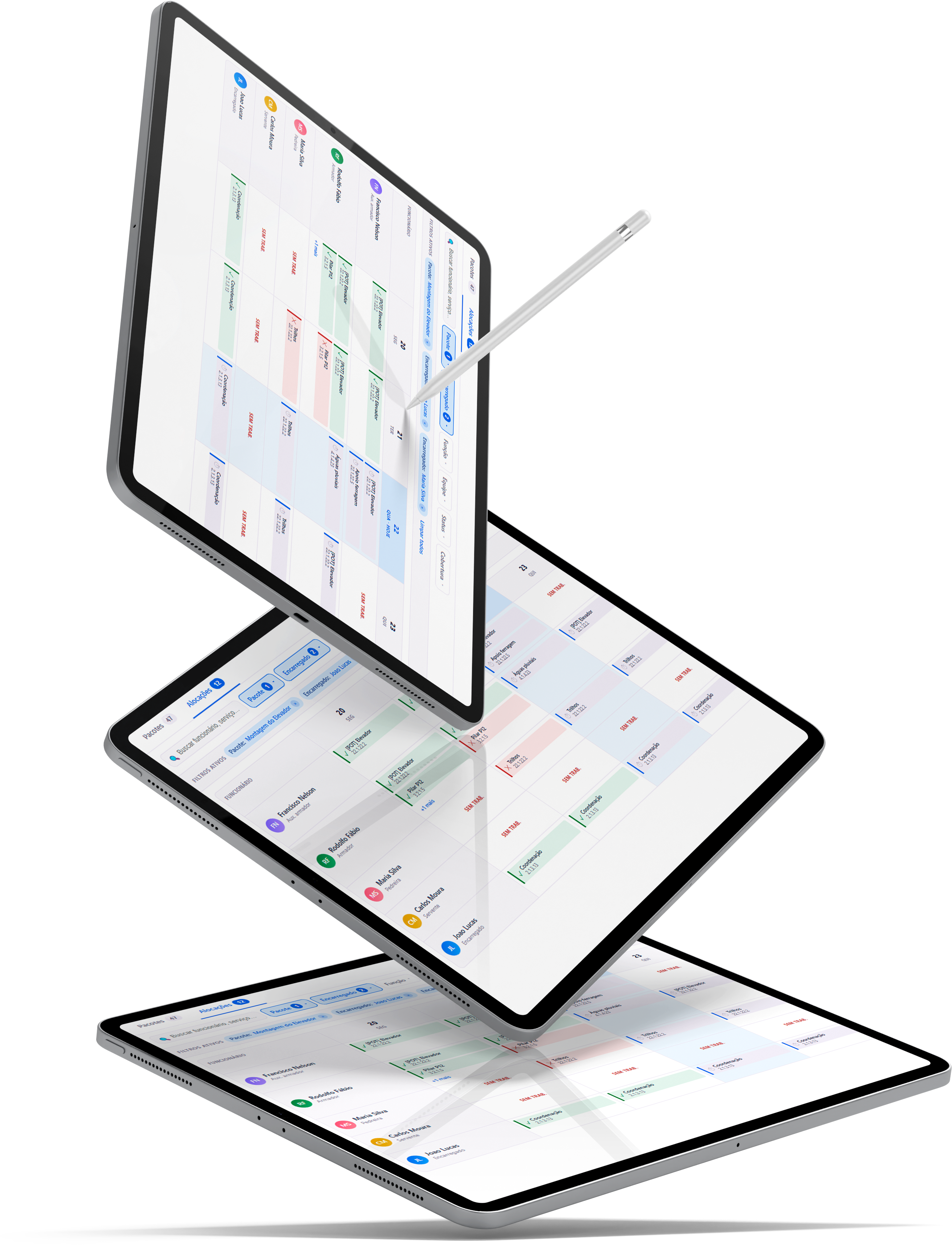 Tablets com programação semanal e alocação de equipes no Agilean Canteiro